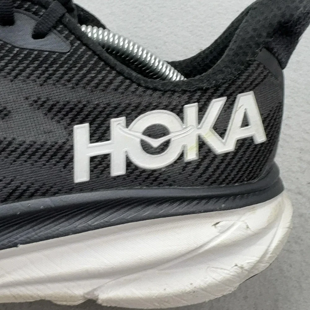 Hoka One One Clifton 9 Wide Shoes Mens Size 12 Black Running Cushioned Sneakers